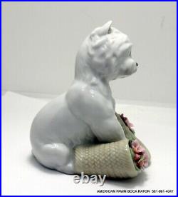 Lladro Utopia Playful Character White Westie Puppy Dog and Flowers no box #8207