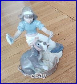 Lladro Vintage Antique Handmade PorcelainTake your Medicine Dog and Girl 1991