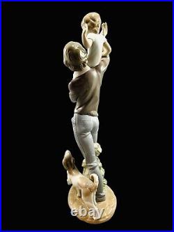 Lladro Walk With Father Sculpture Figurine Dog Child Christmas Tree READ