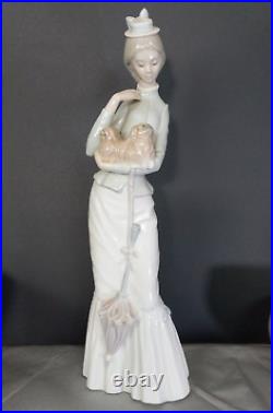 Lladro Walk with the Dog #4893 Glazed Porcelain Figurine No Box 15 Perfect