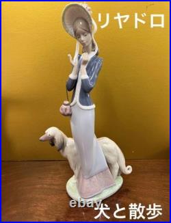 Lladro Walking Dog Figurine Lady