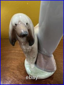 Lladro Walking Dog Figurine Lady