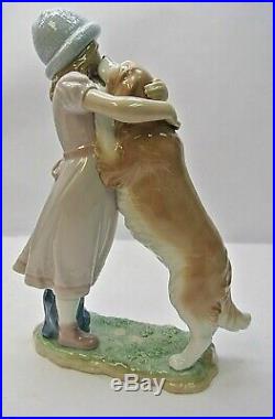 Lladro Warm Welcome Dog & Girl Porcelain Figurine # 6903