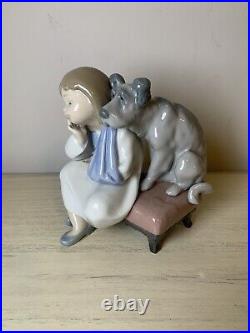 Lladro We Can't Play #5706 Injured Girl Dog Puppy Retired