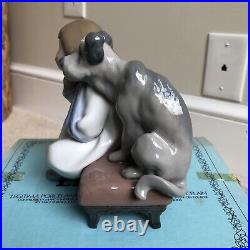 Lladro We Can't Play #5706 Injured Girl Dog Puppy Retired Spain w Box