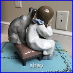 Lladro We Can't Play #5706 Injured Girl Dog Puppy Retired Spain w Box