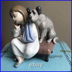 Lladro We Can't Play #5706 Injured Girl Dog Puppy Retired Spain w Box