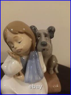 Lladro We Can't Play #5706 girl dog injured retired