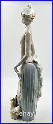 Lladro Woman With Dog Figurine Dama De Bulevar Parasol 4761 Excellent Cond