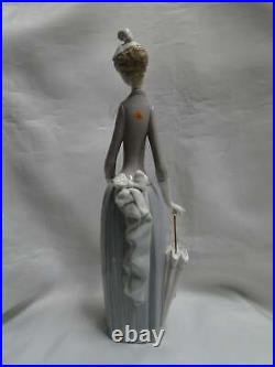Lladro Woman with Dog Figurine, Umbrella, #4761, 14 Tall