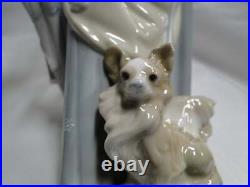 Lladro Woman with Dog Figurine, Umbrella, #4761, 14 Tall