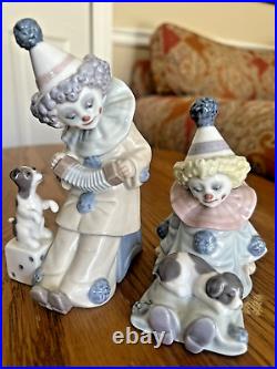 Lladro clown figurines (#5277 & #5279), each with dog Excellent condition
