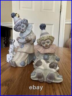 Lladro clown figurines (#5277 & #5279), each with dog Excellent condition