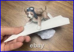 Lladro dog pilot airplane Elegant Graceful Formal Luxury Spain Figurine Japan