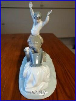 Lladro figurine Beautiful scene boy and girl on seesaw with dog beside them