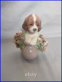 Lladro hand made figurine, Take Me Home, collectible dog figurine