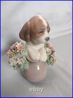Lladro hand made figurine, Take Me Home, collectible dog figurine