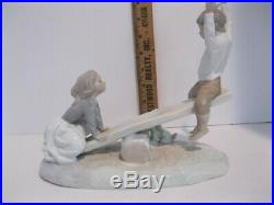 Lladro (nao) Figurine # 4867 Girl & Boy On See Saw With Dog