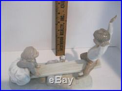 Lladro (nao) Figurine # 4867 Girl & Boy On See Saw With Dog