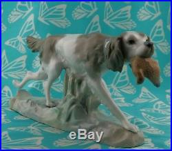 Lladro or # 308.13 HUNTING DOG WithQUAIL MINT