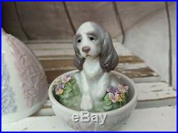 Lladro puppy surprise 6617 dog egg RARE spaniel