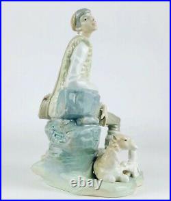 Lladro -shepherd Resting- Large Figure 4571 Seated Boy Man Dog Puppy Sheep Lamb