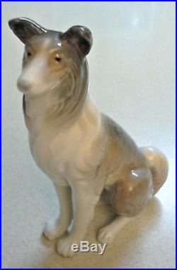 Lladro (spain) Porcelain Seated Collie Dog Figurine, Retired 1981, Nice