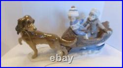 Llardo Porcelain Collectible Figurine 5037 Sleigh Ride Couple w Dog LARGE 19