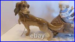 Llardo Porcelain Collectible Figurine 5037 Sleigh Ride Couple w Dog LARGE 19