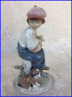 Lovely Lladro Figurine, My Best Friend, Boy with Knapsack and Dog, #5401, C240