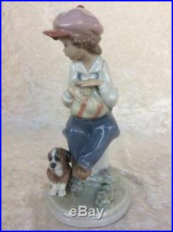 Lovely Lladro Figurine, My Best Friend, Boy with Knapsack and Dog, #5401, C240