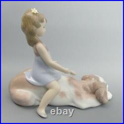 Lovely Lladro Fine Porcelain Figurine Contented Companion Girl & Her Dog #6229
