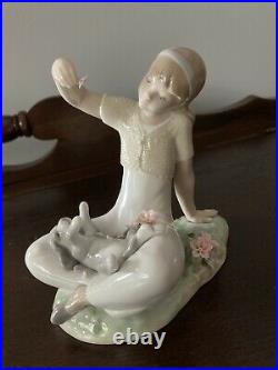 MIB Lladro Playtime With Petals Girl With Dog & Flowers Retired #7711 With Box