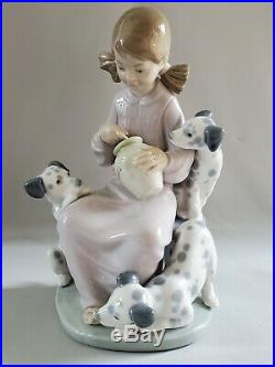 MINT Lladro Honey Lickers Girl with Dalmatian Dogs Puppies 1248 Figurine Gift