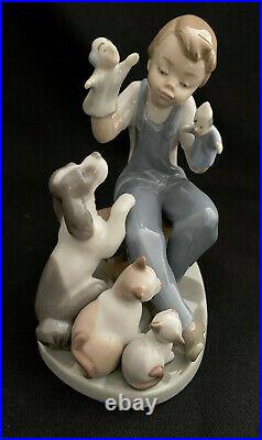 Mint! Lladro 5736 The Puppet Show Boy Dog Kitten Cat Figurine - Retired