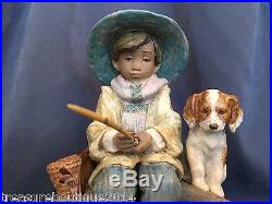 Mint in Box Rare Lladro Old Fishing Hole(2237) Boy Fishing WithDog