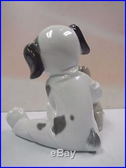 My Playful Puppy Boy Holding Dog Figurine 2011 By Lladro Porcelain #8598