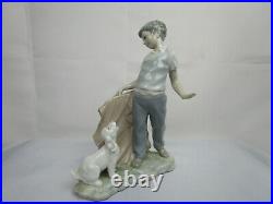 NAO Boy Fighting The Dog Retired Figurine, porcelian # 0161 MINT Lladro Rare