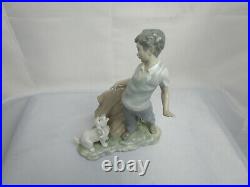 NAO Boy Fighting The Dog Retired Figurine, porcelian # 0161 MINT Lladro Rare