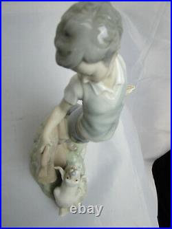 NAO Boy Fighting The Dog Retired Figurine, porcelian # 0161 MINT Lladro Rare