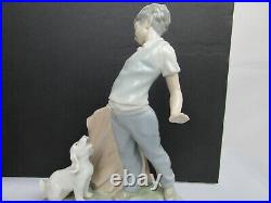NAO Boy Fighting The Dog Retired Figurine, porcelian # 0161 MINT Lladro Rare