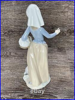 NAO By Lladro Girl Holding Basket And Puppy Dog, Hand Made In Spain