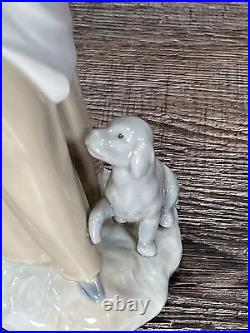 NAO By Lladro Girl Holding Basket And Puppy Dog, Hand Made In Spain