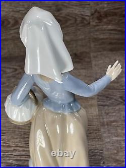 NAO By Lladro Girl Holding Basket And Puppy Dog, Hand Made In Spain