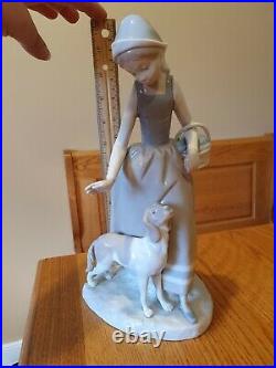 NAO By Lladro Woman Holding Basket With Dog 12 RARE mint condition
