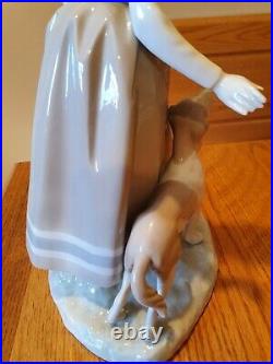 NAO By Lladro Woman Holding Basket With Dog 12 RARE mint condition