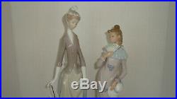 NAO LLADRO PORCELAIN FIGURE GIRL WITH FAN HAT HTF & Woman Dog Umbrella Lot of 2