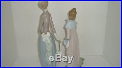 NAO LLADRO PORCELAIN FIGURE GIRL WITH FAN HAT HTF & Woman Dog Umbrella Lot of 2
