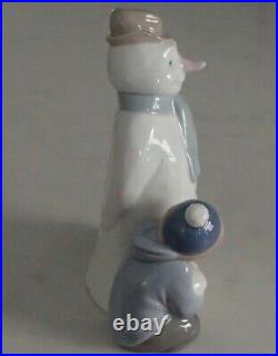 NAO Lladro 1438 Winter Games snowman with child & puppy dog MWOB, RV$165