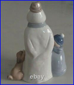 NAO Lladro 1438 Winter Games snowman with child & puppy dog MWOB, RV$165